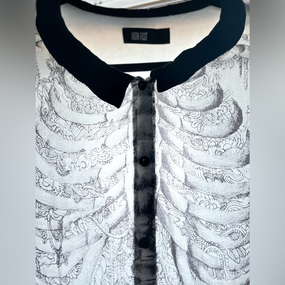 Skeleton Blouse with Peter Pan Collar - Tunic 2X - Vintage Urban Outfitters